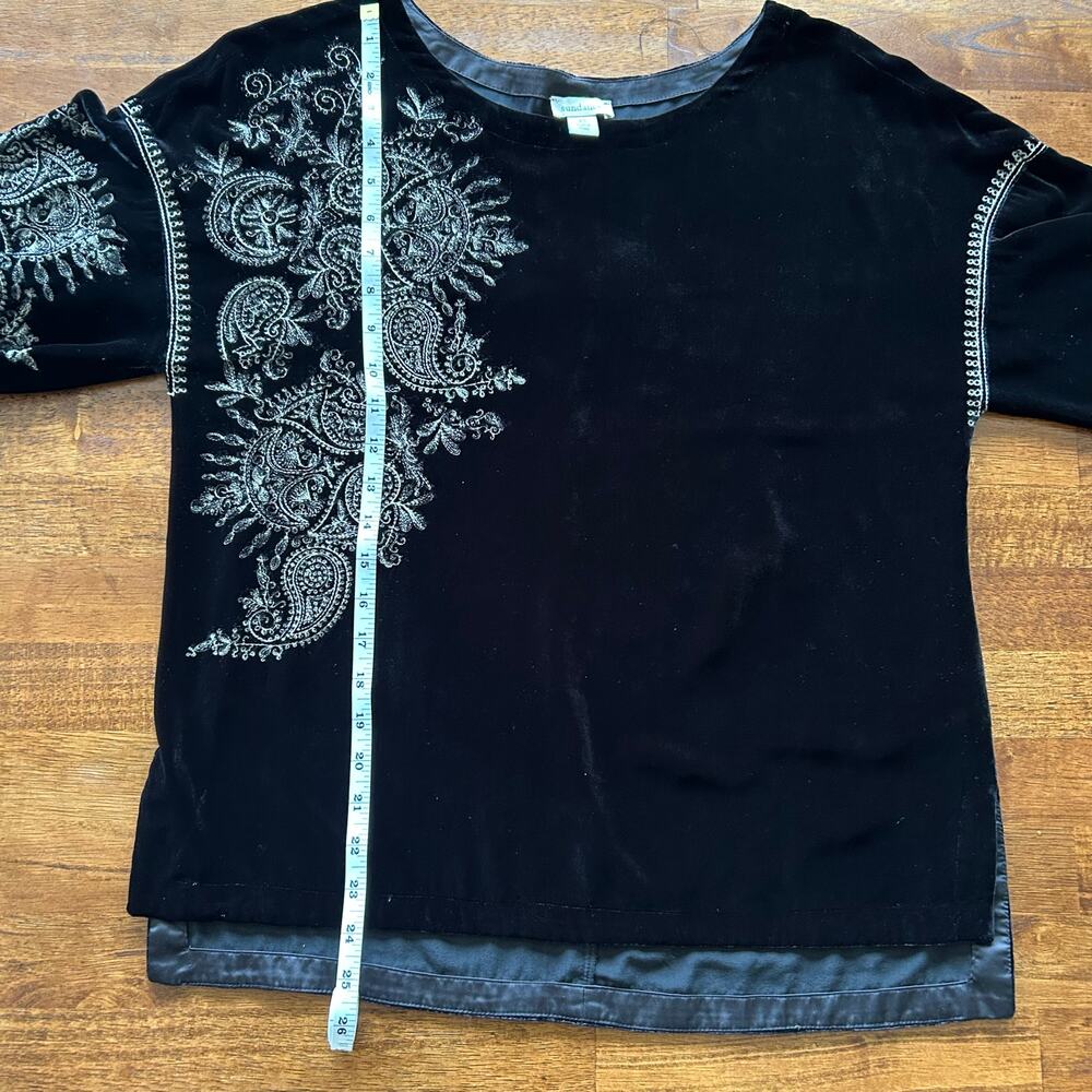 Sundance Size XS Velvet Boho Paisley Blouse Bell Sleeves silk blend - Picture 6 of 8